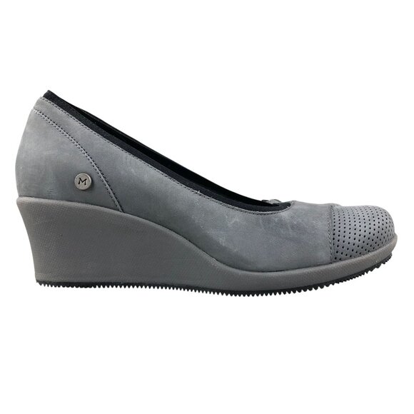 Mozo Women's Size 8.5 Gardena Grey Leather Oil/Slip Resistant Mid Wedge Shoes - Picture 1 of 15
